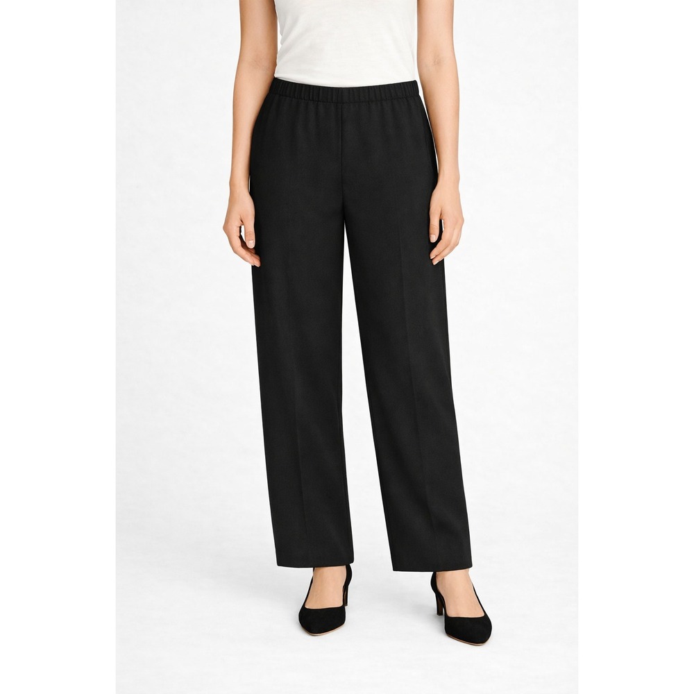 Mark Heister Silk Pants Womens Medium Black Solid Wide Leg Elastic Waist Luxury